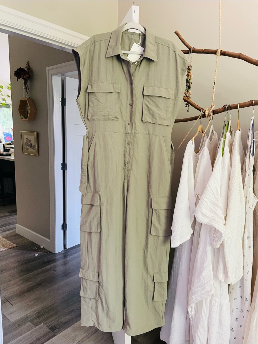 NWT oak & fort utility jumpsuit XL